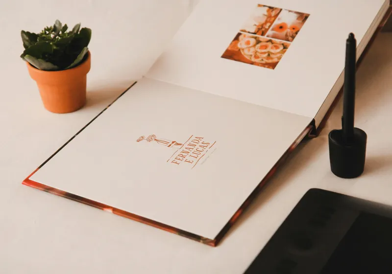 Custom photo book open on a desk showing preserved family memories