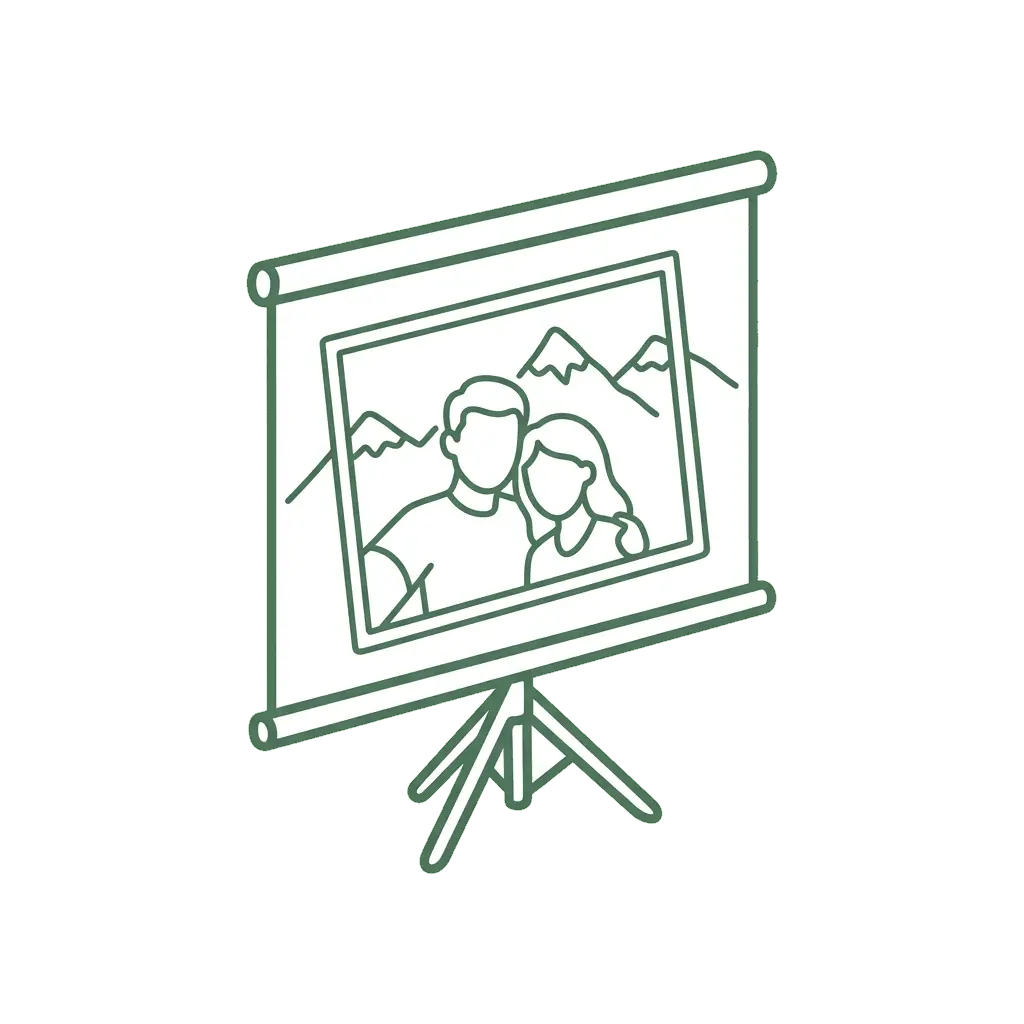 Presentation screen illustration — custom photo presentations