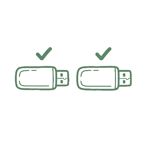 Two USB drives with checkmarks